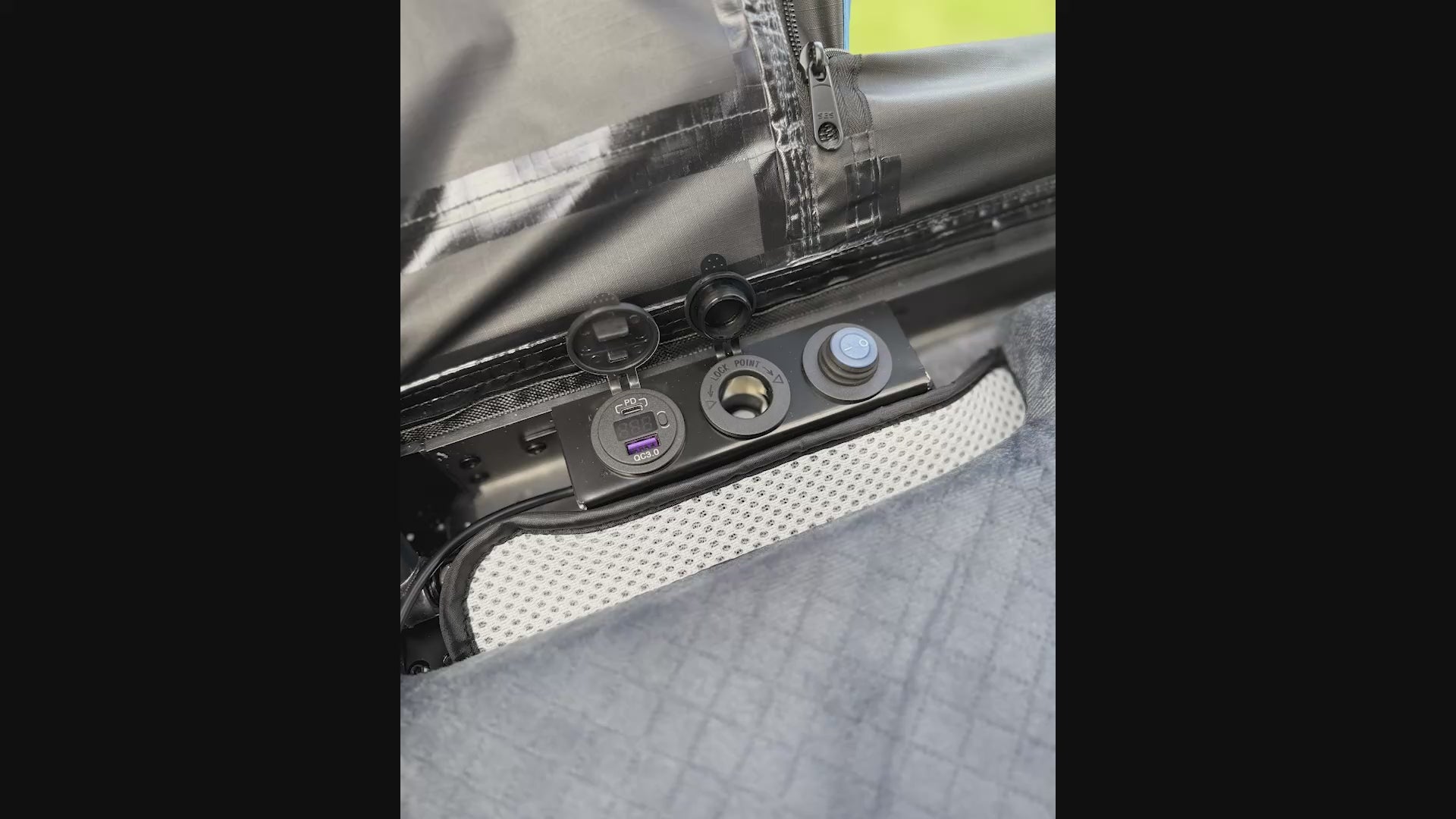 The Frontier XL Hard Shell Rooftop Tent - 2-Person  TENT BLACK WITH BLUE TRIM